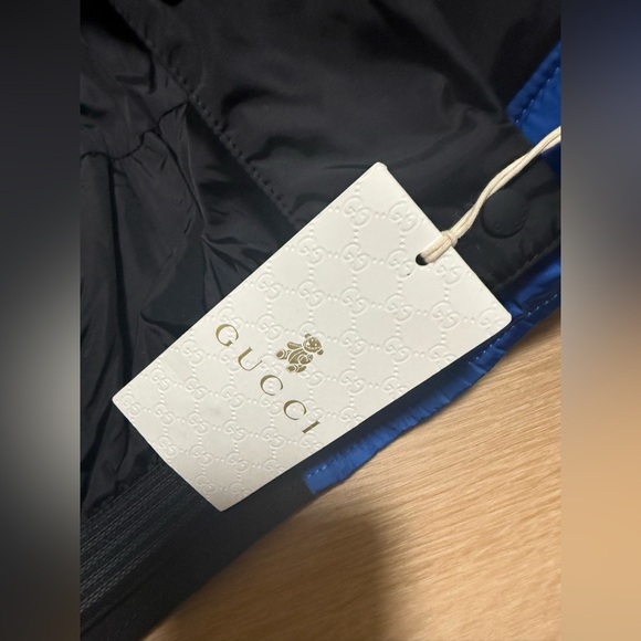 Luxury Gucci Youth Down Blue Hooded Jacket with Black Accents (Waterproof) - Picture 5 of 16